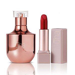 Presente Natura Una Deo Parfum e Batom Extremo Conforto Vermelho