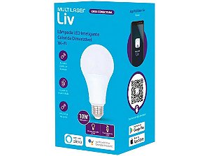 Lâmpada LED Bulbo Inteligente Colorida Dimerizável Wi-Fi, 110 V - Multilaser Liv - SE224