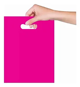 SACOLA 20X30 COR PINK ALÇA VAZADA C/100 UNIDADES