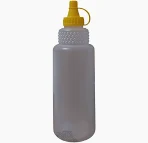 BISNAGA PLASTICA TRANSPARANTE TAMPA AMARELA PARA MEL 200ML C/10 UND