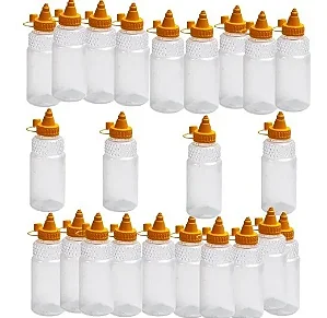 BISNAGA PLASTICA TRANSPARENTE TAMPA AMARELA PARA MEL 350ML COM 10 UNIDADES