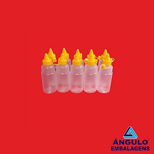 BISNAGA PLASTICA TRANSPARENTE TAMPA AMARELA PARA MEL 350ML C/10