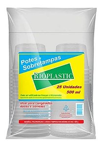 KIT POTE E SOBRETAMPA 500ML C/ 25 UNIDADES