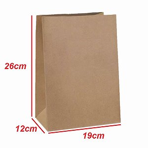 SACO SOS PARDO LISO M 19,5X12X26CM C/50 UNIDADES