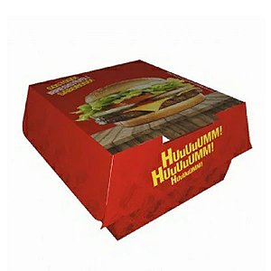 CAIXA PARA HAMBURGUER VERMELHA H1 PACOTE C/ 50 UNIDADES