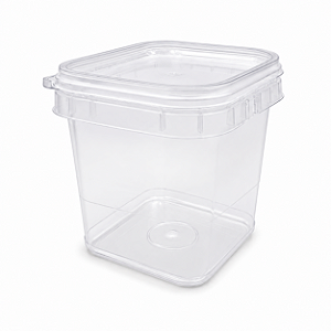 BALDE PLASTICO QUADRADO 220ML COM TAMPA 100 UNIDADES