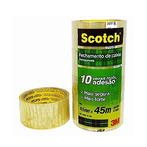 FITA 45X45 3M SCOTH TRANSPARENTE PACOTE COM 4 ROLOS
