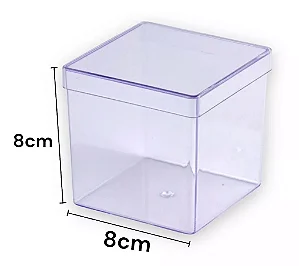 CAIXA ACRILÍCA 8X8X8 TRANSPARENTE PACOTE COM 10 UNIDADES