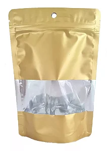 SACO HERMETICO COM VISOR OURO 15X22X4CM C/10 UND