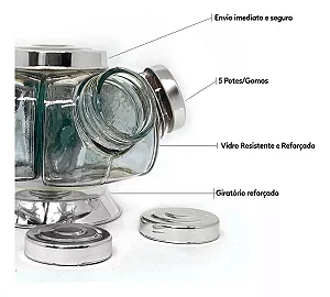 BALEIRO M GIRATORIO VIDRO COM TAMPA PRATA