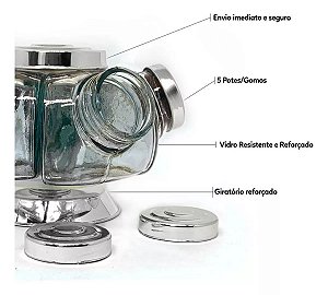 BALEIRO M GIRATORIO VIDRO COM TAMPA ALUMINIO PRATA
