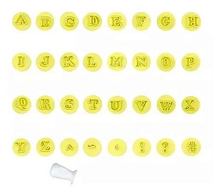 KIT CARIMBOS LETRAS FOFAS AMARELO