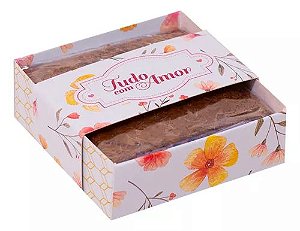 CAIXA BROWNIE COM CELOFANE TUDO COM AMOR C/10 UND 2,5X7X7