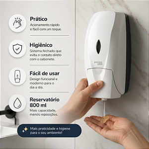 SABONETEIRA VELOX 800ML BRANCA RESERVATORIO SABONETE LIQUIDO