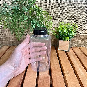 FR PL 500ML TRANSP C/TAMPA DOUBLE PRETA