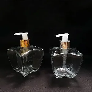 SABONETEIRA X 250ML TRANSPARENTE C/ VALVULA DOURADA