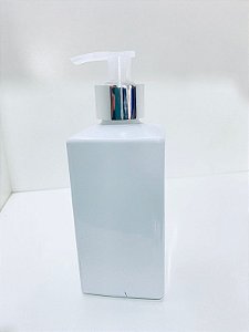 FRASCO VD QUADRADO 250ML BRANCO COM VALVULA SABONETE