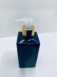 FRASCO VD QUADRADO 250ML PRETO COM VALVULA SABONETE