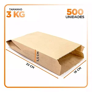 SACO PAPEL KRAFT MIX 3 KG C/500 UND 33X16