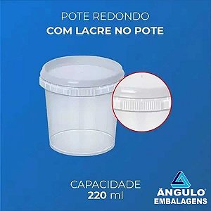 BALDE PLASTICO REDONDO 220ML COM TAMPA 100 UNIDADES