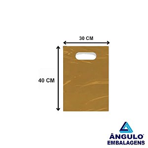 SACOLA 30X40 OURO ALÇA VAZADA C/100 UNIDADES