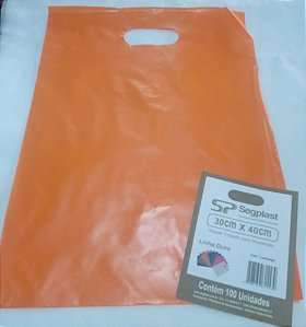 SACOLA 30X40 LARANJA ALÇA VAZADA C/100