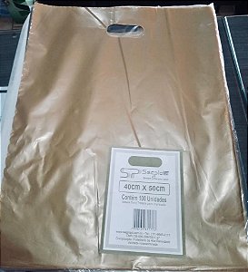 SACOLA 40X50 OURO ALÇA VAZADA C/100