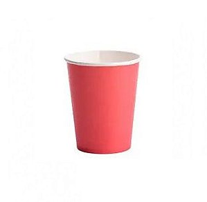 COPO PAPEL LISO VERMELHO COM 8 UNIDADES