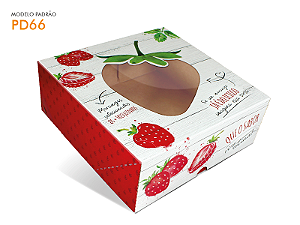 CAIXA PAPEL TORTA MORANGO 21X21X7