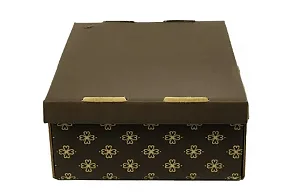 CAIXA PAPELAO DECORADA QUADRADA MARROM N.5 26X26X12