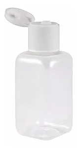 FRASCO PLASTICO 42ML PVC QUADRADO TAMPA FLIP TOP BRANCA C/10
