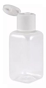 FRASCO PLASTICO 42ML PVC QUADRADO TAMPA FLIP TOP BRANCA C/10