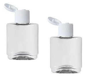 FRASCO PLASTICO 35ML PVC RETANGULAR TAMPA FLIP TOP BRANCA C/10