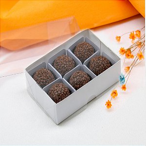 CAIXA FDO BRANCO BASIC 6 DOCES TAMPA TRANSPARENTE PCT C/10 UND