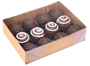 CAIXA FUNDO KRAFT 12 DOCES TAMPA TRANSPARENTE PCT C/10 UND