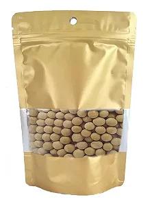 SACO HERMETICO COM VISOR OURO 14X20X3CM C/10 UND