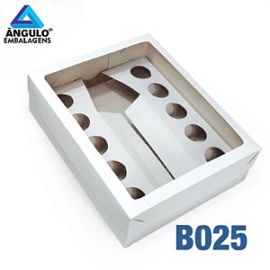 CAIXA COM VISOR P/GARRAFA E 10 DOCES BRANCA 23X18,5X6,5CM - B025