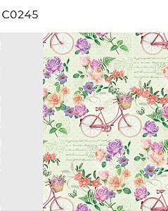 BOBINA 60CM FLORAL COM BICICLETA REF245