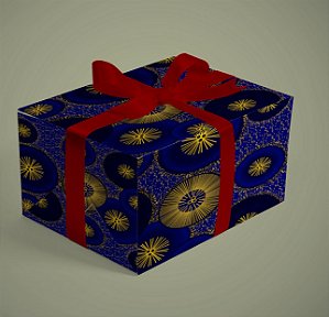BOBINA PRESENTE 60CM AZUL COM DOURADO 333