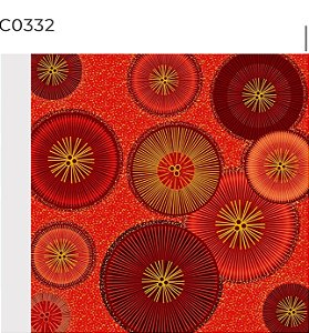 BOBINA PRESENTE 60CM VERMELHO COM DOURADO 332