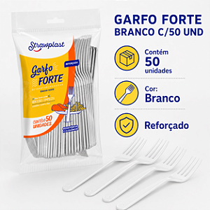 GARFO PLASTICO FORTE BRANCO REFEIÇAO C/50 UNIDADES