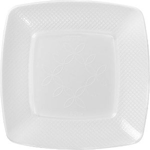 PRATO ACRILICO 15CM BRANCO QUADRADO C/10