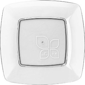 PRATO ACRILICO 21CM QUADRADO CRISTAL C/10 UND