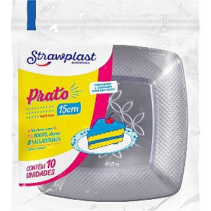 PRATO ACRILICO QUADRADO 15CM CRISTAL C/10