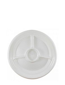 PRATO 26CM FUNDO BRANCO C/ DIVISORIA PACOTE C/10