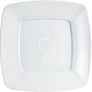 PRATO ACRILICO 21CM BRANCO QUADRADO C/10