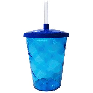 COPO TWISTER 300ML AZUL COM TAMPA E CANUDO UND