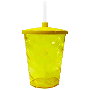 COPO TWISTER 300ML AMARELO COM TAMPA E CANUDO UND