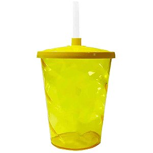 COPO TWISTER 300ML AMARELO COM TAMPA E CANUDO UND