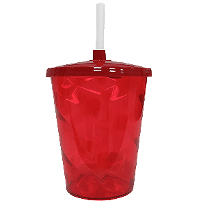 COPO TWISTER 300ML VERMELHO COM TAMPA E CANUDO UND